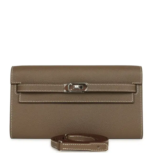 hermes Hermes Kelly Wallet To Go Etoupe Epsom Palladium Hardware