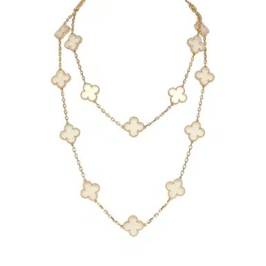 Van Cleef & Arpels Van Cleef & Arpels Vintage Alhambra Clear Rock Candy Crystal 20 Motif Necklace 18K Yellow Gold | Thumbnail 1