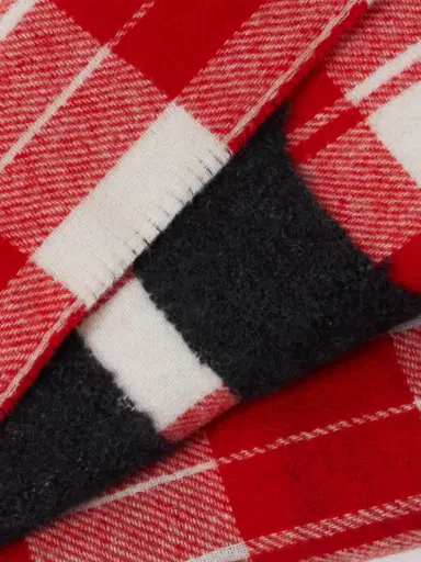 JW Anderson Fringed Appliquéd Checked Wool-blend Scarf | Thumbnail 3