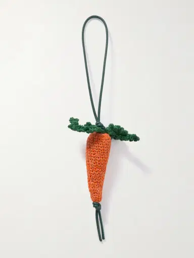 JW Anderson Carrot Crocheted Cotton And Leather Bag Charm | Thumbnail 3