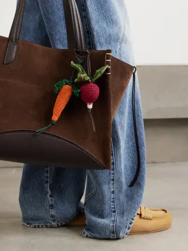 JW Anderson Carrot Crocheted Cotton And Leather Bag Charm | Thumbnail 5