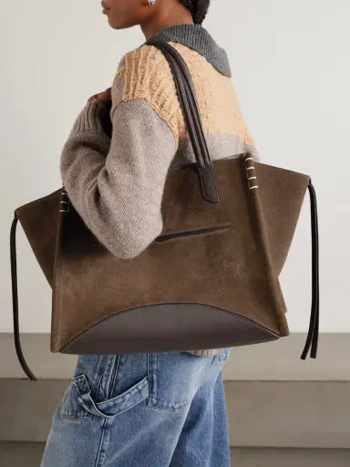 JW Anderson Loafer Cabas Tasseled Leather-trimmed Suede Shoulder Bag | Thumbnail 2 JW Anderson Loafer Cabas Tasseled Leather-trimmed Suede Shoulder Bag | Thumbnail 2