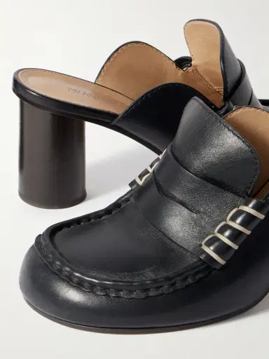 JW Anderson Loafer Whipstitched Leather Mules | Thumbnail 4