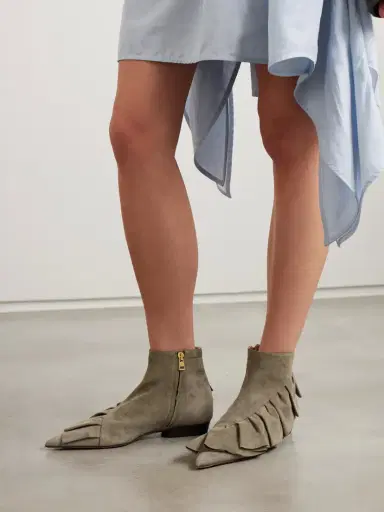 JW Anderson Ruffled Suede Ankle Boots | Thumbnail 2 JW Anderson Ruffled Suede Ankle Boots | Thumbnail 2