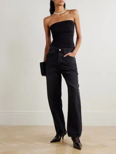 AGOLDE Gwyneth Strapless Ruched Stretch-jersey Bodysuit | Thumbnail 2