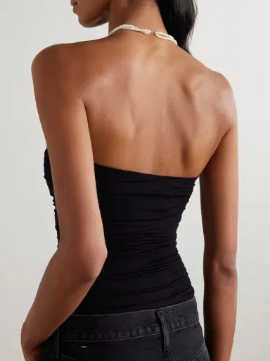 AGOLDE Gwyneth Strapless Ruched Stretch-jersey Bodysuit | Thumbnail 3