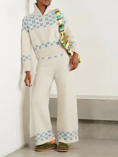 Calle Del Mar Winter Fair Isle Cashmere Wide-leg Pants | Thumbnail 2 Calle Del Mar Winter Fair Isle Cashmere Wide-leg Pants | Thumbnail 2