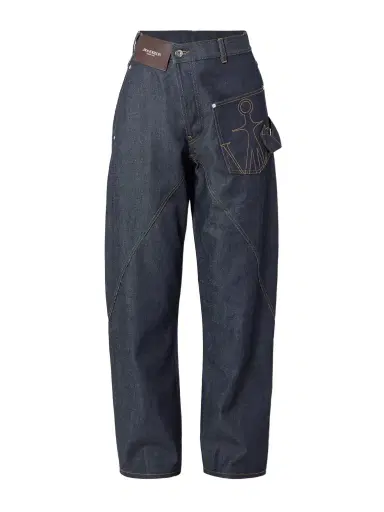 JW Anderson Twisted Asymmetric Embroidered High-rise Jeans | Thumbnail 1