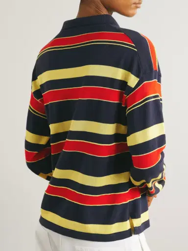 JW Anderson Embroidered Striped Cotton And Wool-blend Polo Shirt | Thumbnail 4 JW Anderson Embroidered Striped Cotton And Wool-blend Polo Shirt | Thumbnail 4