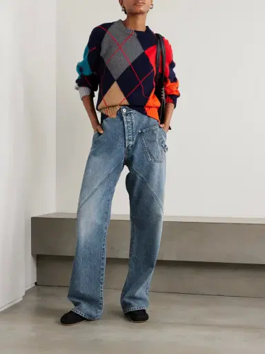JW Anderson Twisted Asymmetric Embroidered High-rise Jeans | Thumbnail 2 JW Anderson Twisted Asymmetric Embroidered High-rise Jeans | Thumbnail 2