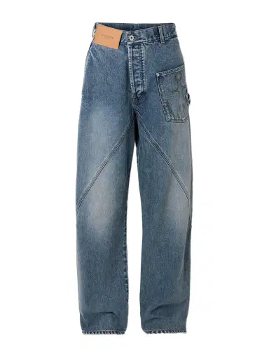 JW Anderson Twisted Asymmetric Embroidered High-rise Jeans | Thumbnail 1 JW Anderson Twisted Asymmetric Embroidered High-rise Jeans | Thumbnail 1