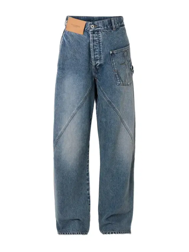 JW Anderson Twisted Asymmetric Embroidered High-rise Jeans