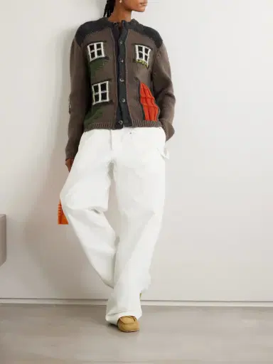 JW Anderson House Embroidered Intarsia-knit Merino Wool Cardigan | Thumbnail 2 JW Anderson House Embroidered Intarsia-knit Merino Wool Cardigan | Thumbnail 2