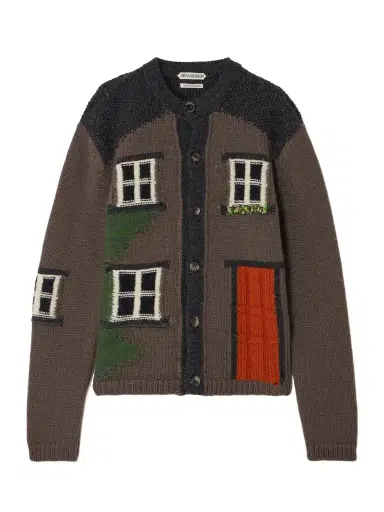 JW Anderson House Embroidered Intarsia-knit Merino Wool Cardigan | Thumbnail 1 JW Anderson House Embroidered Intarsia-knit Merino Wool Cardigan | Thumbnail 1