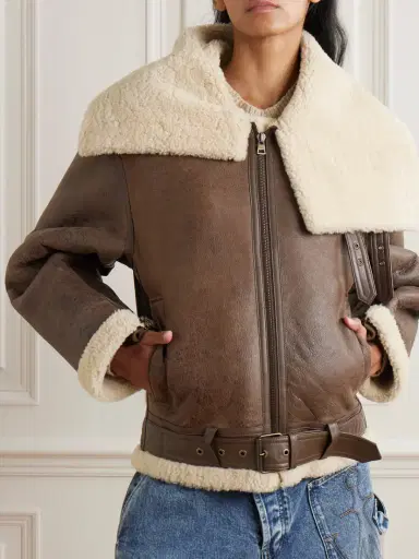 JW Anderson Oversized Belted Shearling Jacket | Thumbnail 3
