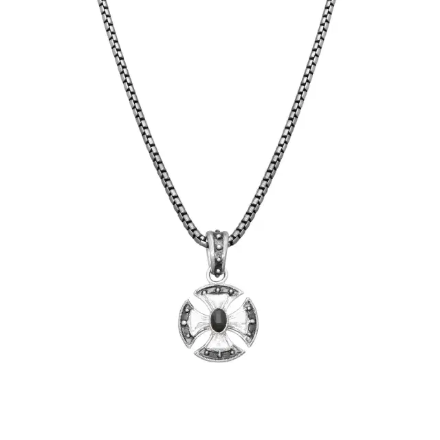 Armenta Armenta Romero Grey Sterling Silver Tiger Eye Round Enhancer Necklace by The Solist