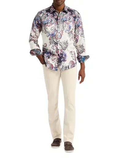 Robert Graham Men's Morningside Paisley Print Woven Shirt - Size Medium | Thumbnail 2