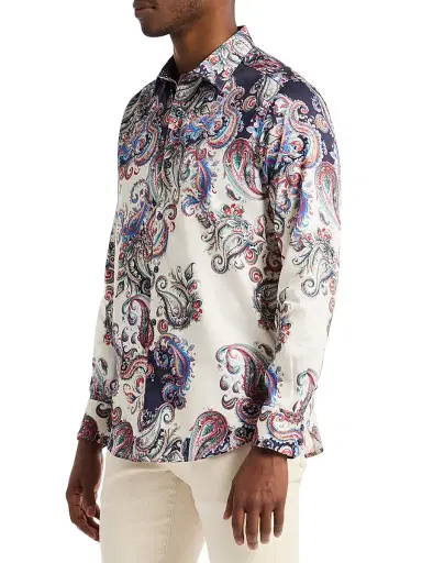 Robert Graham Men's Morningside Paisley Print Woven Shirt - Size Medium | Thumbnail 3