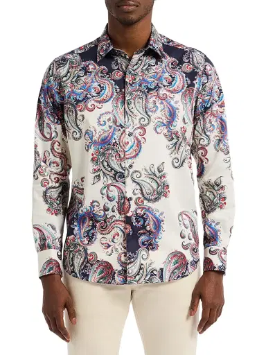 Robert Graham Men's Morningside Paisley Print Woven Shirt - Size Medium | Thumbnail 1