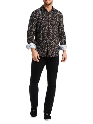 Robert Graham Men's Angola Burnout Plaid Shirt - Black | Thumbnail 2 Robert Graham Men's Angola Burnout Plaid Shirt - Black | Thumbnail 2