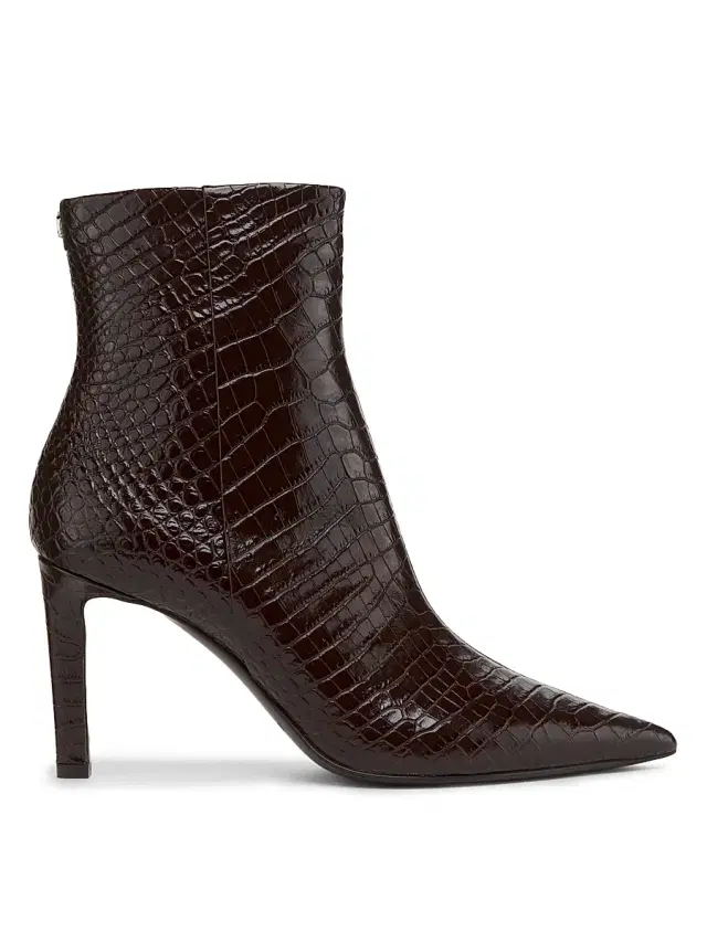 Women's Frankie 85MM Embossed Leather Booties - Chocolate