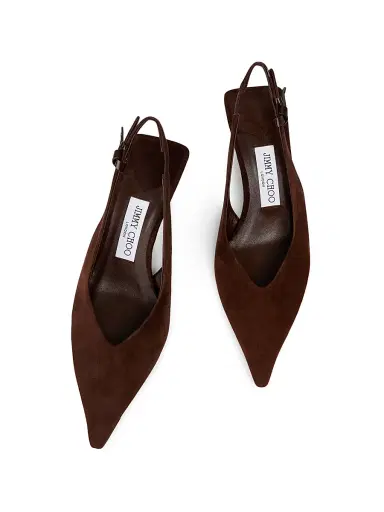 Jimmy Choo Women's Cami 60MM Suede Slingback Pumps - Chocolate | Thumbnail 4