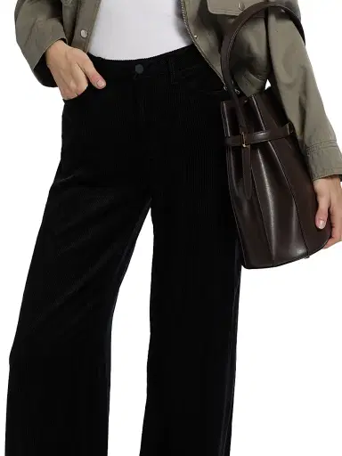 L'AGENCE Women's Quincy High-Rise Wide-Leg Jeans - Black | Thumbnail 6