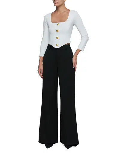 L'AGENCE Women's Sasha Compact Knit Corset Top - Ivory Gold | Thumbnail 2