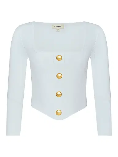 L'AGENCE Women's Sasha Compact Knit Corset Top - Ivory Gold | Thumbnail 1