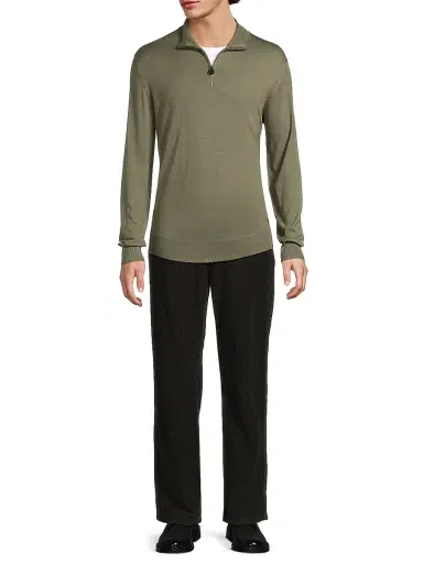 Stefano Ricci Men's Wool Quarter-Zip Sweater - Green - Size 46 | Thumbnail 2