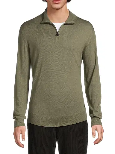 Stefano Ricci Men's Wool Quarter-Zip Sweater - Green - Size 46 | Thumbnail 3