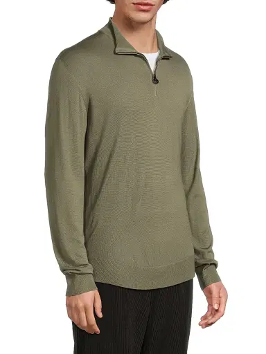 Stefano Ricci Men's Wool Quarter-Zip Sweater - Green - Size 46 | Thumbnail 4