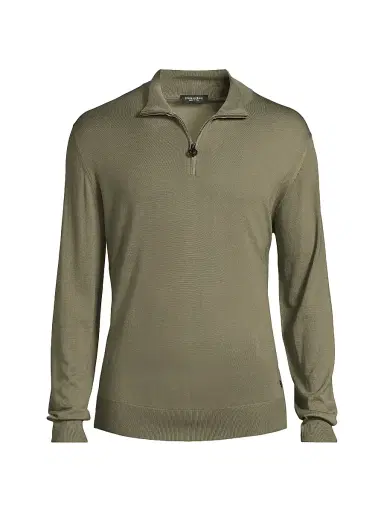 Stefano Ricci Men's Wool Quarter-Zip Sweater - Green - Size 46 | Thumbnail 1
