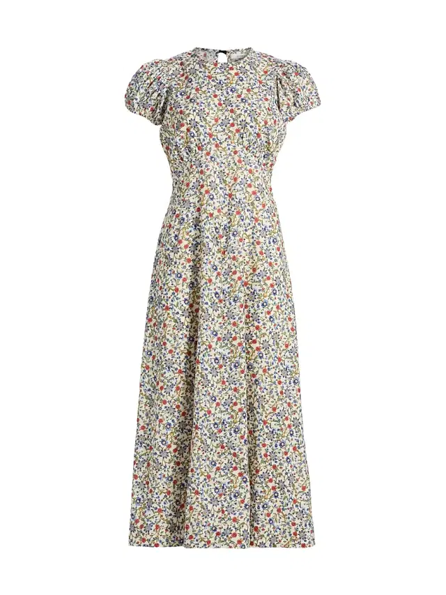 DÔEN Women's Rhodia Floral Cotton Midi-Dress - Creme Prairie De Montagne