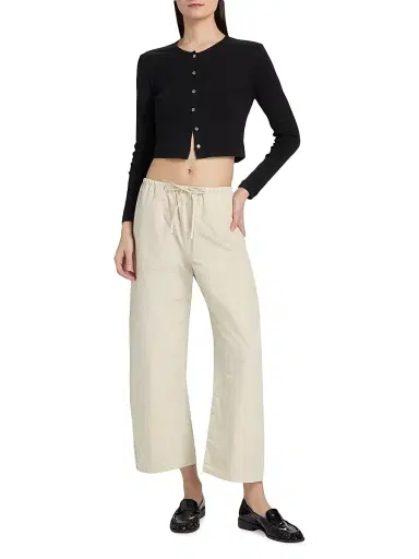 LESET Women's Pointelle-Knit Crop Cardigan - Black - Size XL | Thumbnail 2 LESET Women's Pointelle-Knit Crop Cardigan - Black - Size XL | Thumbnail 2