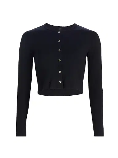 LESET Women's Pointelle-Knit Crop Cardigan - Black - Size XL | Thumbnail 1 LESET Women's Pointelle-Knit Crop Cardigan - Black - Size XL | Thumbnail 1