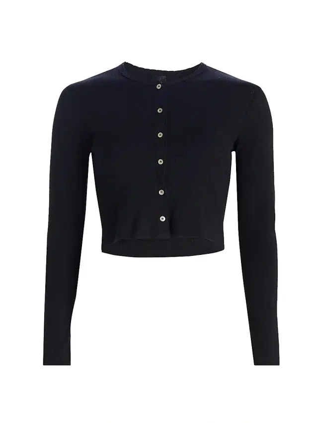 Women's Pointelle-Knit Crop Cardigan - Black