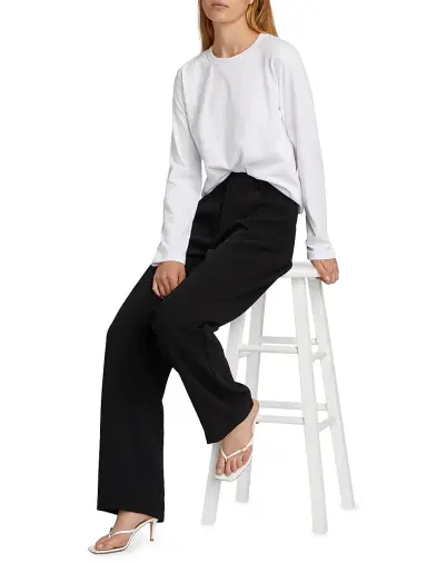 LESET Women's Margo Cotton Long-Sleeve T-Shirt - White - Size XL | Thumbnail 2