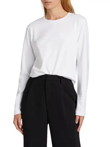 LESET Women's Margo Cotton Long-Sleeve T-Shirt - White - Size XL | Thumbnail 3