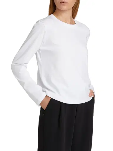 LESET Women's Margo Cotton Long-Sleeve T-Shirt - White - Size XL | Thumbnail 4
