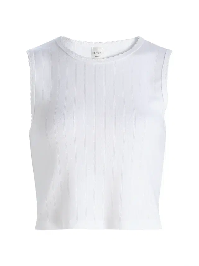 Women's Pointelle Sleeveless Crewneck Top - White
