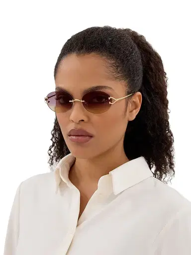 Cartier Women's C Decor 55MM Oval Sunglasses - Gold Violet | Thumbnail 2