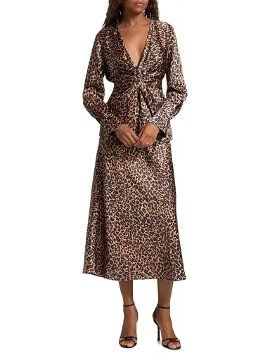 Toccin Women's Lauren Leopard-Print Satin Twist-Front Blouse - Leopard | Thumbnail 2 Toccin Women's Lauren Leopard-Print Satin Twist-Front Blouse - Leopard | Thumbnail 2