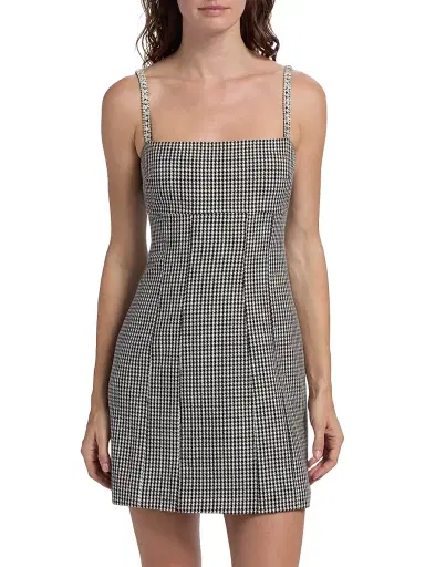 Toccin Women's Luca Embellished Houndstooth Minidress - Jet Optic | Thumbnail 3 Toccin Women's Luca Embellished Houndstooth Minidress - Jet Optic | Thumbnail 3