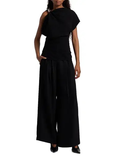 Proenza Schouler Women's Malika Hardware-Detail Asymmetric Double Crepe Top - Black | Thumbnail 2