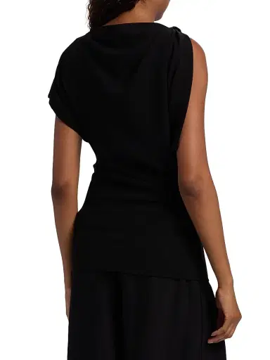 Proenza Schouler Women's Malika Hardware-Detail Asymmetric Double Crepe Top - Black | Thumbnail 5