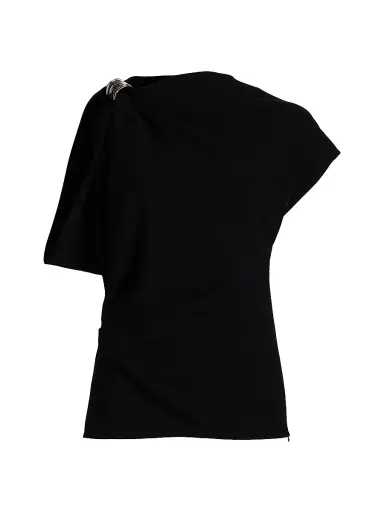 Proenza Schouler Women's Malika Hardware-Detail Asymmetric Double Crepe Top - Black | Thumbnail 1