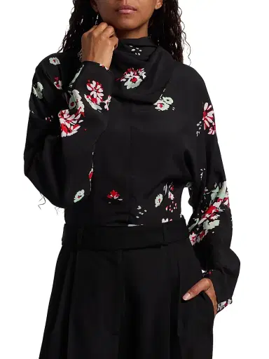 Proenza Schouler Women's Ysabelle Floral Long-Sleeve Top - Black Multi | Thumbnail 3