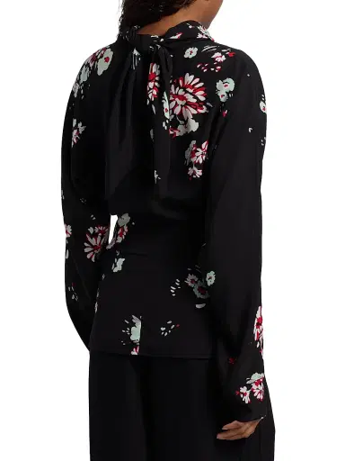 Proenza Schouler Women's Ysabelle Floral Long-Sleeve Top - Black Multi | Thumbnail 5