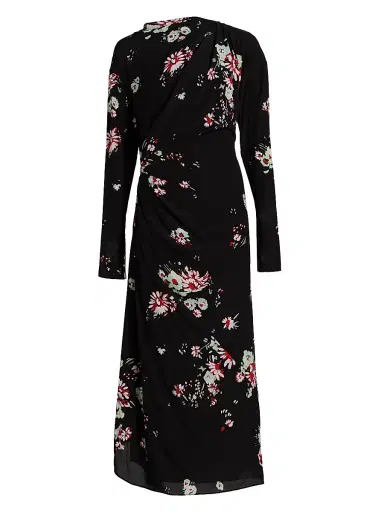 Proenza Schouler Women's Trudie Floral Draped Midi-Dress - Black Multi | Thumbnail 1